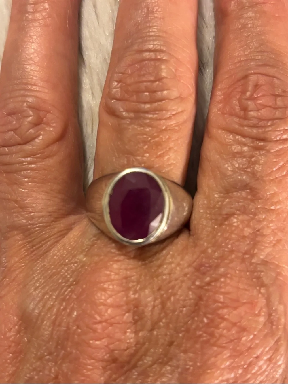 Sterling Silver Ring with Genuine Ruby Stone